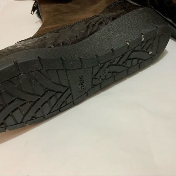 Rieker Brown Alligator Print Faux Fur Zip Up Boots Women's 5.5 UK / US 7.5 - Picture 9 of 10